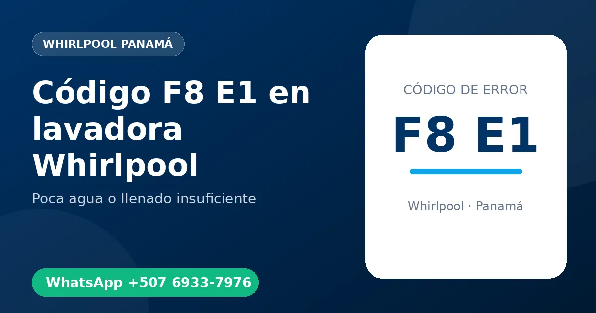 Código F8 E1 en lavadora Whirlpool
