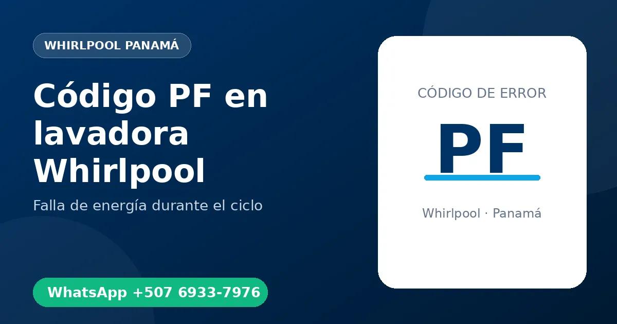 Código PF en lavadora Whirlpool
